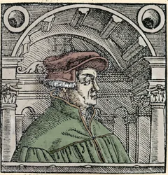 Porträtt av Ulrich Zwingli (1484 - 1531), schweizisk religiös reformator.