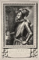 Porträtt av Vasco Nunez de Balboa (gravyr)