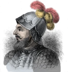 Porträtt av Vasco Nunez de Balboa, spansk erövrare (1475-1517) - Gravyr från 1800-talet