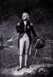 Porträtt av Viscount Horatio Nelson (1758 - 1805), brittisk amiral.