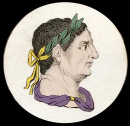 Porträtt av Vitellius (15-69) är en romersk kejsare. Gravyr av 1800-talet.