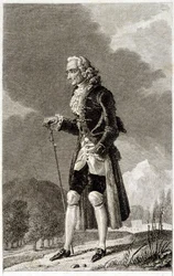 Porträtt av Voltaire (1694 - 1778), fransk författare och filosof, äldre.