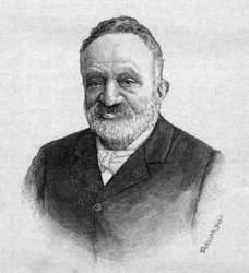 Porträtt av Wilfrid de Fonvielle 1824-1914 fransk journalist och aeronaute - gravyr av 1893
