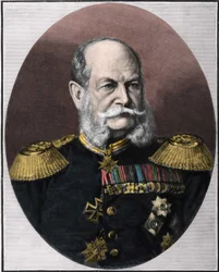 Porträtt av Vilhelm I (1797-1888), kung av Preussen och kejsare av Tyskland. Gravyr från slutet av 1800-talet.
