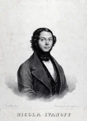 Porträtt av den ryska sångaren Nicola Ivanoff (Nikolaj Kuzmiv Ivanov 1810-1880).