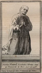 Portrait of the french alchemist Nicolas Flamel (1330-1418) - Engraving - Portrait of english alchemist Nicolas Flamel - Engraving Private collection