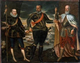 Porträtt av Marcantonio Colonna, Prins John av Österrike och dogen Sebastiano Venier. Vinnarna av slaget vid Lepanto, ca 1571 (målning)