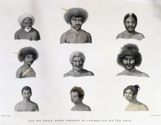 Porträtt av Papua från Rawak Island.