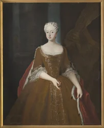 Prinsessan Frederique Louise av Preussen - Porträtt av prinsessan Friederike Luise av Preussen (1714-1784), markgrevin av Brandenburg-Ansbach, Anonym . olja på duk
