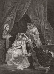 Drottning Elizabeth I och earlen av Sussex. (tryck)