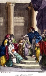Drottning Ester. 1700-talsgravyr.