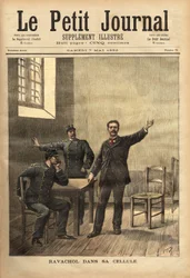 Ravachol (1859-1892, eller Francois Claudius Koenigsberg) i sin cell, efter hans förhör vid assistansen den 26 april