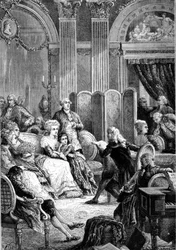 Läsning av "" Paul och Virginie"" i Madame Neckers salonger - i "" Histoire de France"" av Guizot