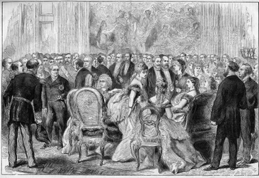 Mottagning av president Adolphe Thiers på Elysee-palatset i januari 1873.