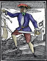 Representation av piraten Howell Davis, verksam omkring 1718-1719.