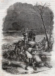 Roland massakerar folket i Cymosque - gravyr från 1851 från "" Furious Roland""