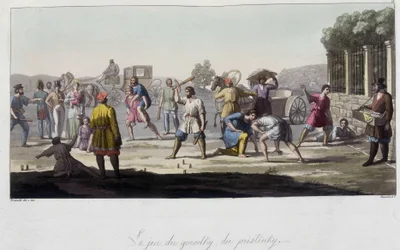 Ryska spel av Gorodky och pristinsky och andra distraktioner, Ryssland. I”” Den gamla och moderna dräkten””” 1819-1820 av Ferrario.