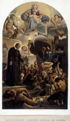 Saint Vincent de Paul kapellan general för de fattiga (med Jungfru och Jesusbarnet) - från ca.