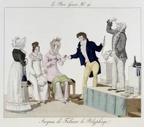 Saltimbanque: Polyfagen Jacques de Falaise (han sväljer vad som helst, levande djur...) - i "" Le bon-genren"", deb. 1800-talet