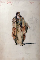 Samsondräkt för operan ""Samson och Dalila"" av Camille Saint Saens (Saint-Saens). 1877