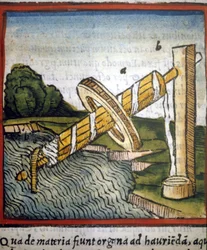 Skruv av Archimedes i "" De architectura"" av Vitruva. 1630