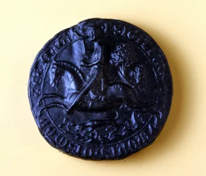 Sigill av Simon av Montfort IV (1150 - 1218), han deltog i det 5:e korståget 1202 och det mot Albigeers 1209.