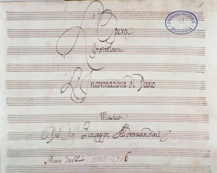 Notsida till "Dareios kröning" av Giuseppe Aldrovandini (1703)