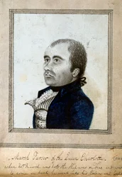 Skissat porträtt av Marsh, purser på "Queen Charlotte", ca 1794 (tvätt, blått, grått)