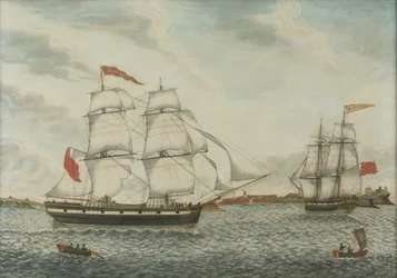 T.G. William Broderick at the Mouth of the Tyne (akvarell och bläck på papper)