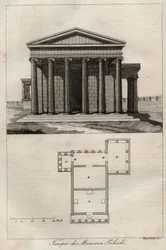 Athena Polias tempel - Akropolis i Aten - Athenas gamla tempel - gravyr ur "Usi e Costumi di Tutti i Popoli dell