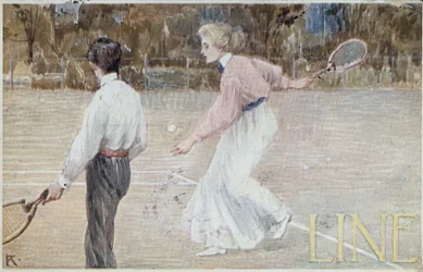 Tennisspelare - vykort, cirka 1890