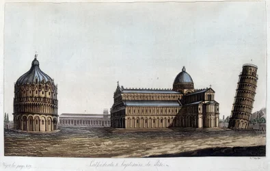 Baptisteren, kupolen och tornet i Pisa, Italien.
