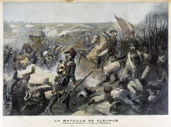 Slaget vid Fleurus (Belgien 1794) enligt målningen av Mauzaisse (Musee de Versailles). Illustration av "Little Jourbal" från 1892.