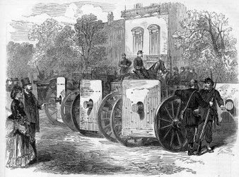 Kommunen i Paris 1871. Pansarkulspruta som används av federes (communards)