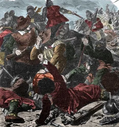 Fransmännen griper Milano - Milanos säte 1499 - Färgstick