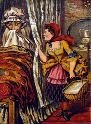 Den lilla rödluvan. Saga av Charles Perrault (1697). Anonym illustration