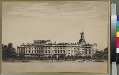 Michael Palace i Sankt Petersburg - Anonym. Penna, pensel, bläck på papper