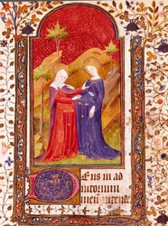 Miniatyrbesöket från Isabella av Kastiliens tidbok känd som Isabella Iere den katolska (1451-1504) 1400-talet Sevilla, Biblioteca Colombina