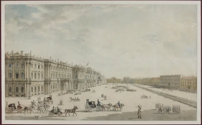 Palatstorget i Sankt Petersburg - Anonym. Akvarell på papper