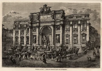 Fontana di Trevi i Rom, färdigställd 1762, är ett exempel på förevigandet av barockstilen på 1700-talet i Italien, baserat på Palazzo Poli, detta monumentala verk i form av en triumfbåge krossar det lilla torget som det ligger på. belägen.