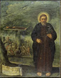 Den välsignade Gerard Mecatti. Salige Gerard Mecatti. Porträtt av brodern Gerard dit Gerard Tenque grundare av sjukhusets medbröder i Jerusalem (sjukhusen i Saint John) som blev Maltas orden. Anonym målning av den napolitanska skolan