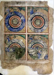 Världens skapelse. Genesis. Miniatyrer från codex 212 (eller Padovano Codice eller Bible of Padua) 1390-1400 Rovigo, Accademia dei Concordi