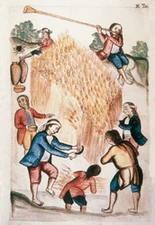 Skörden, från boken "Trujillo of Peru" eller "Codex Martinez Companion", av Baltazar Martinez Companion och Bujanda, biskop av Trujillo (1782-1785)