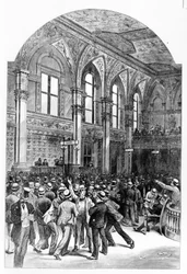 Interiören på New York Stock Exchange 1881.