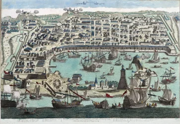 Hamnen i Messina - 1700-talsgravyr