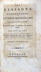 Titelsidan för boken "Dangerous Liaisons" av Choderlos de Laclos, London