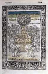 Triumf för Francesco Petrarcas berömmelse (Petrarca). Miniatyrer sd. Bibl. Trivulziana, Milano.