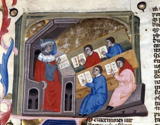 Universitet. Handskrift från 1300-talet. Biblioteca Nazionale Braidense, Milano