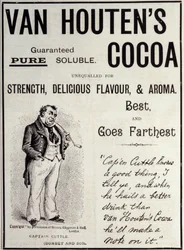 Van Houten kakao reklamdekal, ca 1890