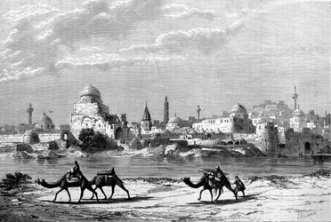 Utsikt över staden Mosul på tigern i Irak.